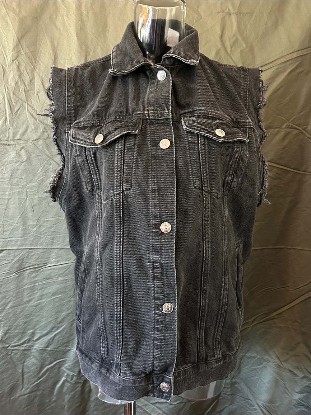 Divided Black Distressed Sleeveless Denim Vest